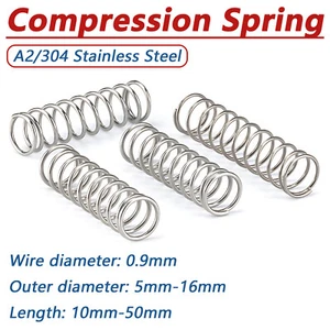 Compression Spring Wire Dia 0.9mm Pressure / Coil Springs A2/304 Stainless Steel - Picture 1 of 8