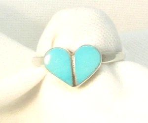 Heart Ring Size 6 Turquoise Ring Sterling Silver Southwest Style #630 - Picture 1 of 6