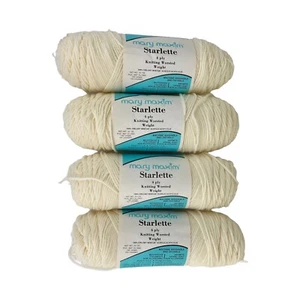 4 Skeins Mary Maxim Starlette #263-006 Off White 4 Ply Knitting Worsted Weight - Picture 1 of 8