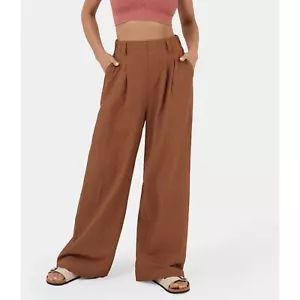 Halara High Waisted Plicated Side Pocket Wide Leg Palazzo Casual Cotton Pants SM - Picture 1 of 6