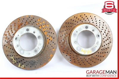 Комплект из 2 оригинальных задних правых и левых сверленных дисков тормозного ротора 05–12 Porsche Cayman 987 - Изображение 1 из 4