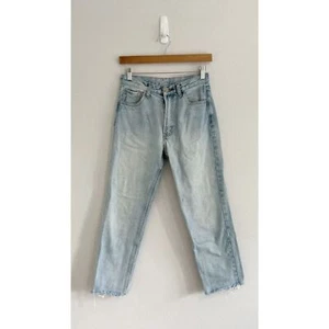 John Galt Light Wash High Waisted Relaxed Fit Raw Hem Jeans 25 - Picture 1 of 9