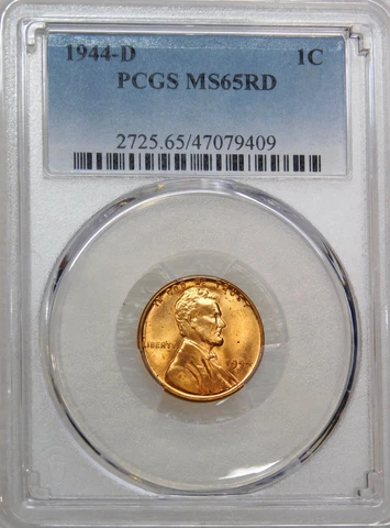1944-D Lincoln Wheat Cent PCGS MS65 Bright Red Super Luster Just Graded #E435F Cover