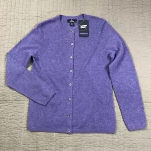 Lands End maglione donna piccolo viola 100 cashmere cardigan nuovo con etichetta manica lunga girocollo - Foto 1 di 24