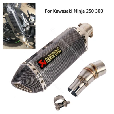 Slip for Kawasaki Z250 Ninja 300 250 Exhaust System Muffler 370mm Mid Link Pipe - Image 1 of 4