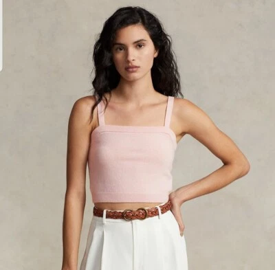 Camiseta sin mangas corta Polo Ralph Lauren rosa cachemir tejido para mujer talla L Foto 1 de 4