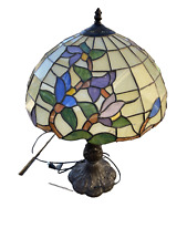 Vintage Tiffany Stained Glass Lamp Shade Floral Pattern 16" Diameter 24"  TALL