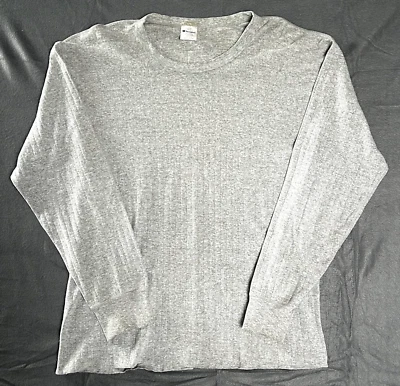Champion Thermal Shirt Mens Large Gray Knit Stretch Ribbed Vintage Made in USA - Image 1 of 4