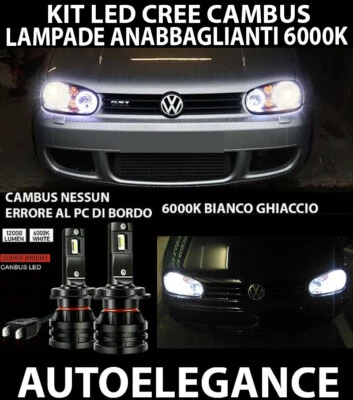 VW GOLF 4 MK4 IV LAMPADE ANABBAGLIANTI LED 16.000LM CAMBUS - AT - Immagine 1 di 4