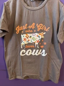 JUST A GIRL WHO LOVES COWS tee shirt size 150 12 - Picture 1 of 2