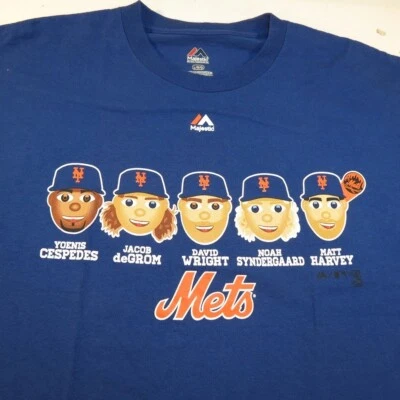 CAMISETA DE BÉISBOL MAJESTUOSA DE LOS NEW YORK NY METS MLB Para Hombres L Jacob DeGrom Matt Harvey Foto 1 de 4