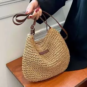 Women Straw Crossbody Bag Summer Beach Woven Shoulder Handbag Purse - Picture 1 of 15