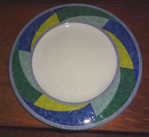 Mikasa HK 230 Color Image Blue Green Yellow Geometric Dinner Plate Cups Saucers - Picture 1 of 6