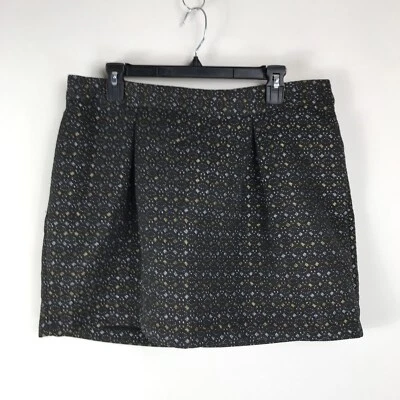 NOVA Saia Plissada Antiga Marinha Feminina Tamanho 8 Preta Metálica Forrada Geométrica Carreira - Imagem 1 de 4