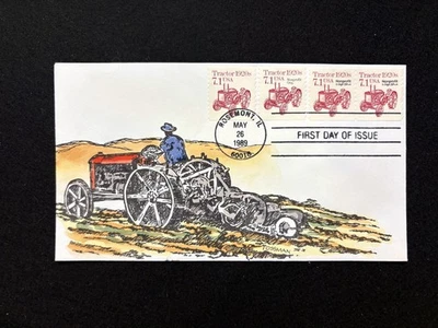 FDC TOSSMAN HAND-PAINTED CACHET #2127 AND #2127A 7.1¢ TRACTOR - Image 1 of 2