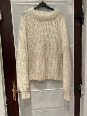 Ladies H&M Wool Alpaca Blend White Round Neck Jumper Size XL Excellent Condition - Image 1 of 4