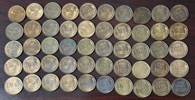 1950's Lincoln Wheat Cent Mixed Date Mint Roll (50) AU/BU RED/RDB/PURPLE L@@k - Image 1 of 3