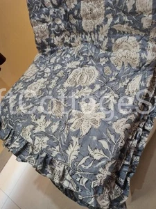 Pretty Indian Kantha Hand Block Print Gray Floral Jaipur Razai Quilt King Size - Picture 1 of 24