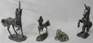 Lot Of 4 Vintage Pewter Unicorn Figurine Sculpture 1 Hudson 1 SLN 2 Unbranded - Picture 1 of 19