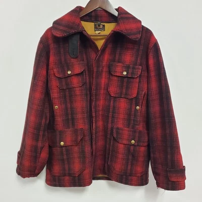 Vintage 40S/50S Woolrich Mackinaw Wool 503 Hunting Jacket Sz 40 Red Plaid Coat - Image 1 of 4