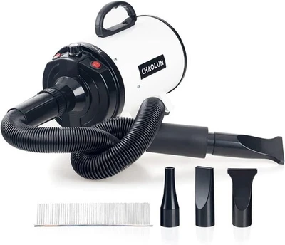 CHAOLUN Secador para Perros para Acicalamiento de Mascotas, Alta Velocidad con Calentador, Ajustable, 3 Noz Foto 1 de 3