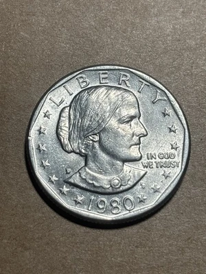 1980 D Susan B Anthony Liberty  *One Dollar Coin* Circulated Rare Wide Rim - Image 1 of 4