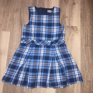 Land’s End Size 5 Little Girl’s Uniform Blue Plaid Dress - Picture 1 of 3
