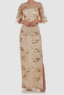 Vestido JS Collections Mujer Beige Daphne Manga Acampanada Bordado Columna Talla 12 Foto 1 de 4