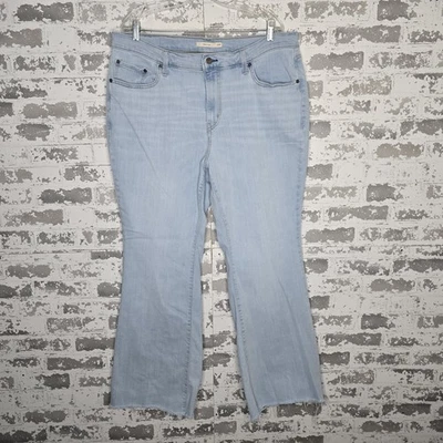 Levis 726 Jeans Womens 18 Flare Leg Light Blue Wash Stretch Denim Boho Raw Hem - Image 1 of 4