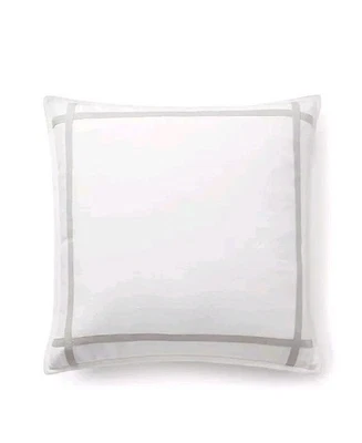 全新 Ralph Lauren Carolyne Euro Sham Off 白色/灰色亚麻/棉 MSRP $135 — 第 1/4 张图片