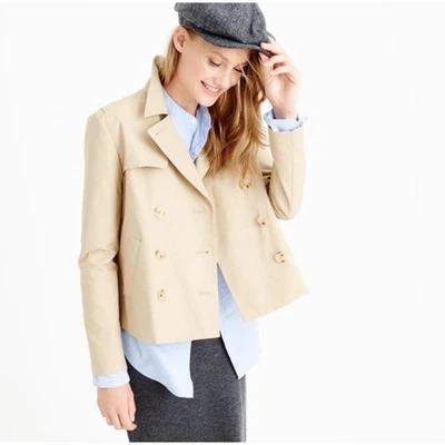 J. Gabardina Crew 10 Japonesa Caqui Columpio Corto Tostado Doble Pecho Mujer Chaqueta Foto 1 de 4
