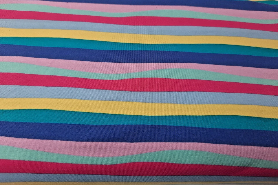 Cotton Jersey Fabric LITTLE JOHNNY - Multi Stripe - 150cm Material - Clothing