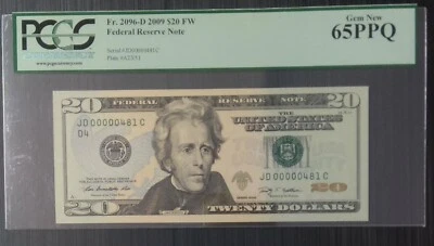 United States Of America, 20 Dollars, 2009, UNC, Fr.2096, (Low Serial Number) - Image 1 of 2