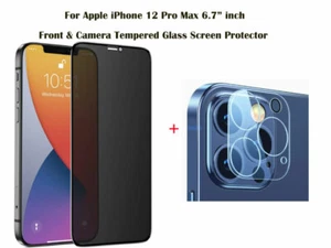 Protector de pantalla de vidrio templado para lente de cámara y privacidad para iPhone 12 Pro Max - Imagen 1 de 3