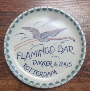 Baratija de cerámica Pink Flamingo Bar Rotterdam Gouda Holanda recuerdo - Imagen 1 de 2