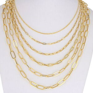 10k Yellow Gold Paperclip 2mm-6mm Chain Cable Rolo Link Pendant Necklace 16"-24"
