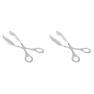 Pinza per Dolci in Acciaio Inossidabile Argento, Bent Metal Pastry Tongs, Lavabi - Foto 1 di 12