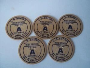 VINTAGE MACON, GEORGIA L.H. BROWN BUTTERMILK GRADE A MILK BOTTLE CAP - Picture 1 of 4