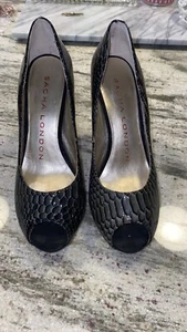 Sacha London schwarze Peeptoe-Pumps mit Schlangenprägung schwarz Leder 6,5 - Bild 1 von 13
