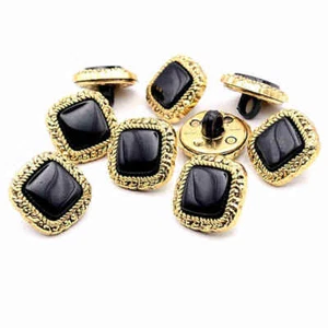 GOLD DECORATIVE SQUARE SHANK BUTTONS BLACK CENTRE Diameter 18mm (16mm x 16mm) - Picture 1 of 1