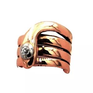 Antique Snake Ring 14 K Gold with 0.15 ct Diamonds around 1900 - Picture 1 of 7