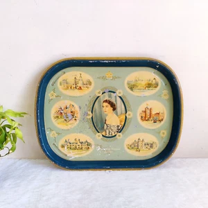 Vintage Coronation Souvenir June 1953 Tin Tray Rare Decorative Collectible T810 - Picture 1 of 8