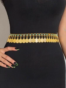 Bid for Gold Women Coin Decor Bohemian Chain Belt For Dress Decoration - Picture 1 of 4
