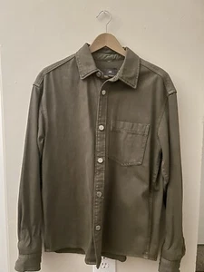 H&M MEN'S OLIVE GREEN DENIM JEAN SHIRT SIZE S - Picture 1 of 4