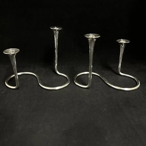 Anton Michelsen Copenhagen Candle Holders Pair Danish Modern Sterling Silver - Picture 1 of 16