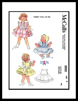 McCall's #2022 Pattern Girls Toddler DRESS Frock & Slip BABY PIC~ 1 / 2 / 6Mth ~ - Image 1 of 4
