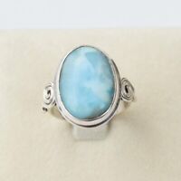 925 STERLING SOLID  SILVER CLASSIC RING SIZE 4-12 NATURAL LARIMAR  D 