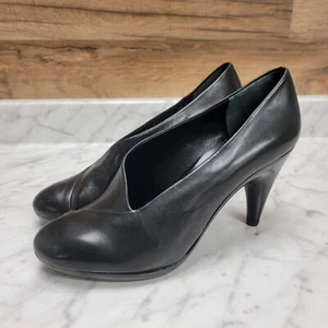 Womens 9.5 B M Robert Clergerie Paris France Black Leather Shoes Pump Heel - Picture 1 of 12