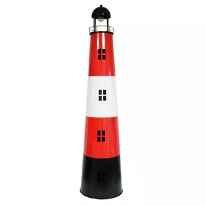 Leuchtturm Garten 150 cm mit Licht Solar Leuchtturm Metall Maritime Deko mit LED - Bild 1 von 4