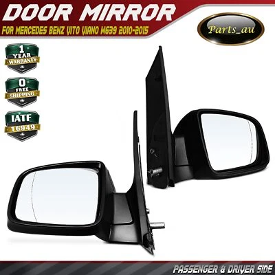 2x Textured Black Heated Electric Door Mirror for Mercedes Benz Vito W639 10-15 - image 1 of 4